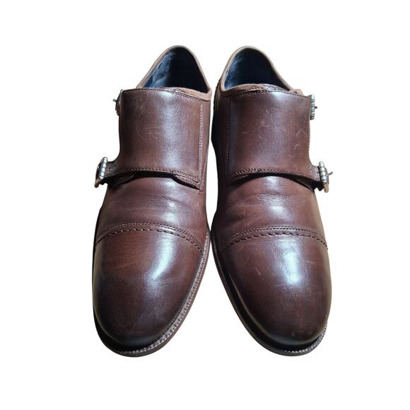 COLE HAAN Double Monk Strap Mens size 9M Grand Brown Cap-Toe Casual Career Shoes - Picture 13 of 15